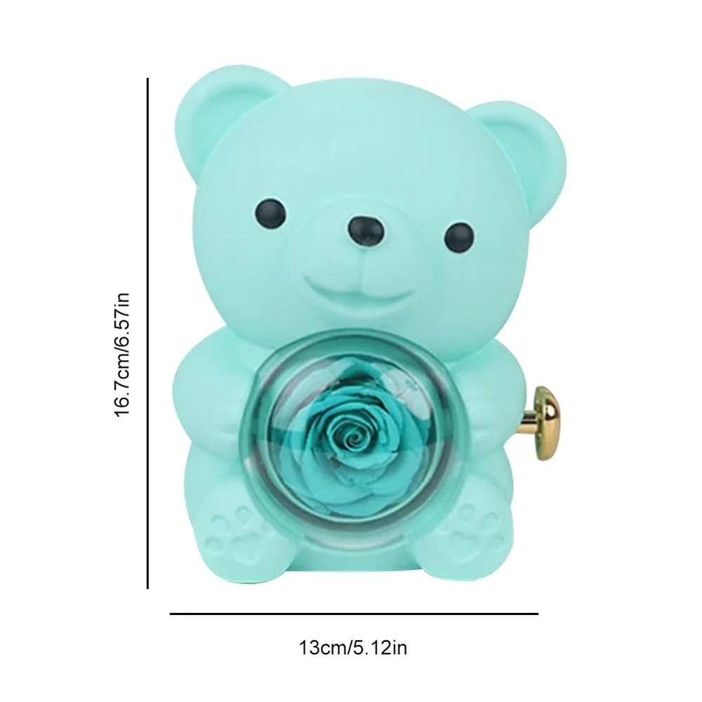 Eternal Rose Bear Jewelry Gift Box Romantic Rotating Rose Case 3