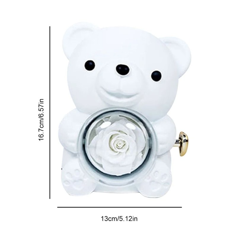 Eternal Rose Bear Jewelry Gift Box Romantic Rotating Rose Case 2