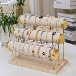 detachable bracelet holder stand jewelry display with wooden tray
