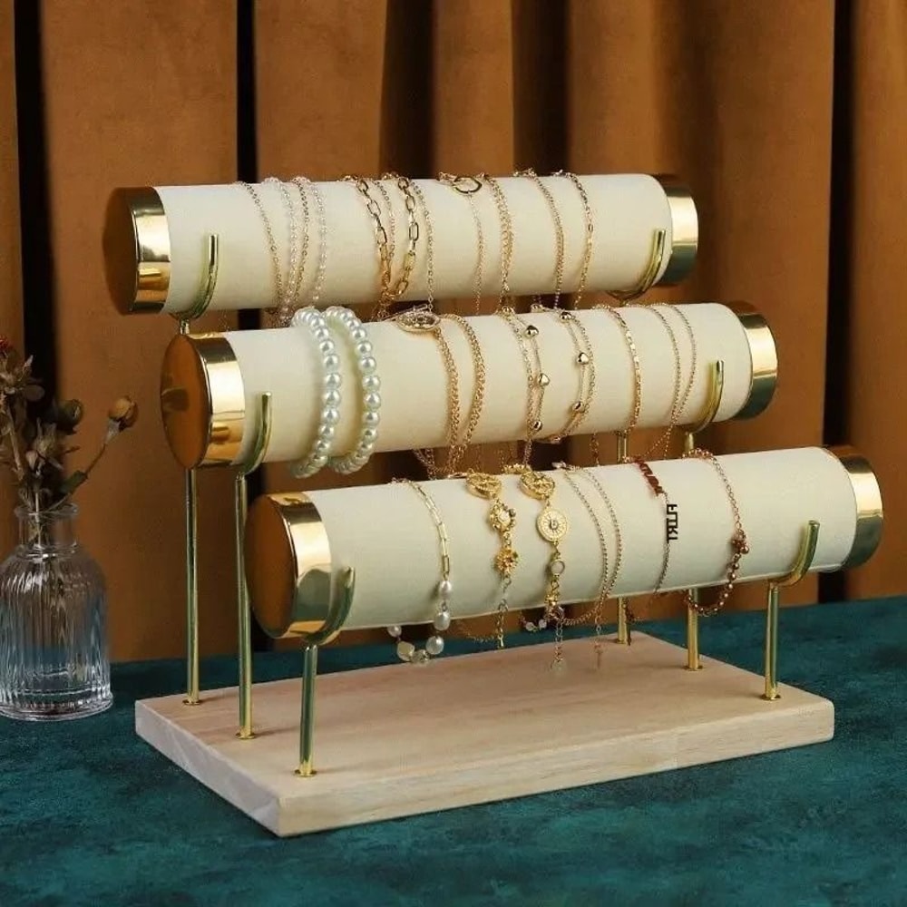 Detachable Bracelet Holder Stand Jewelry Display With Wooden Tray 13
