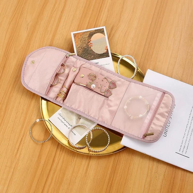 Foldable Jewelry Roll Organizer Travel Jewelry Storage Bag 7