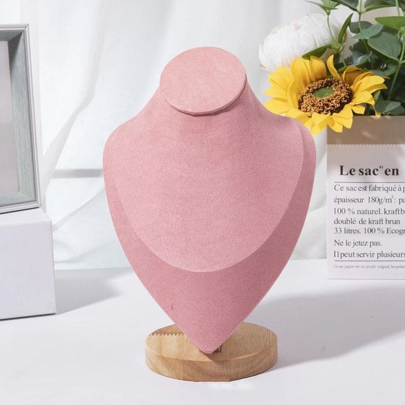 Wooden Mannequin Bust Necklace Display Stand Jewelry Holder 4