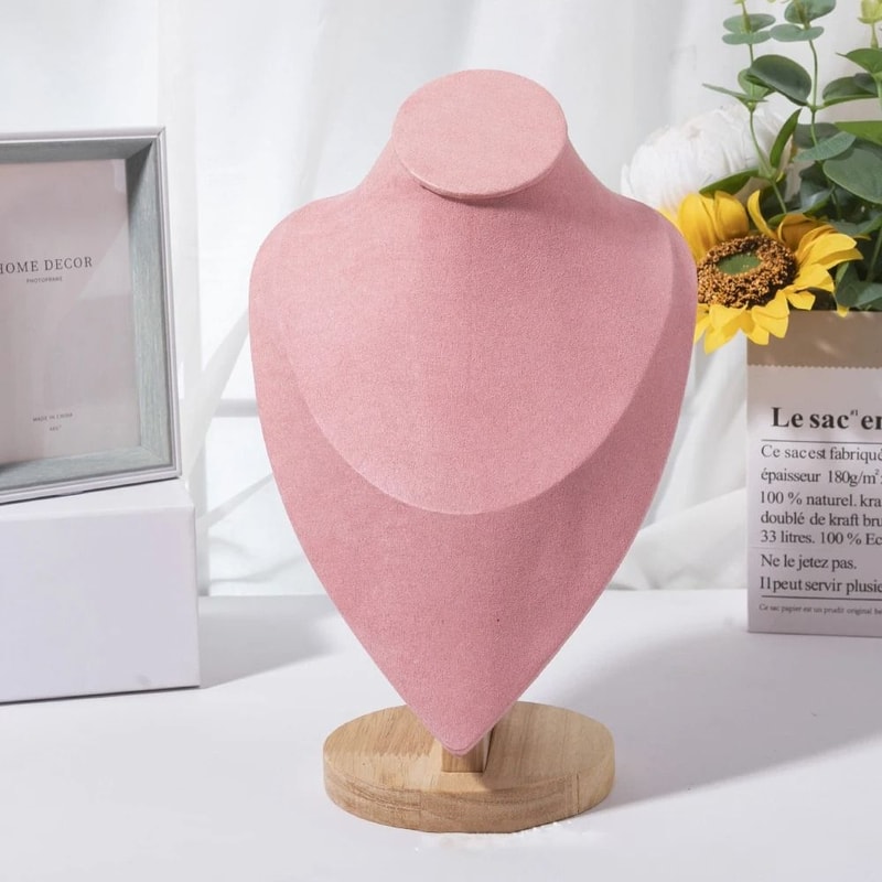 Wooden Mannequin Bust Necklace Display Stand Jewelry Holder 5
