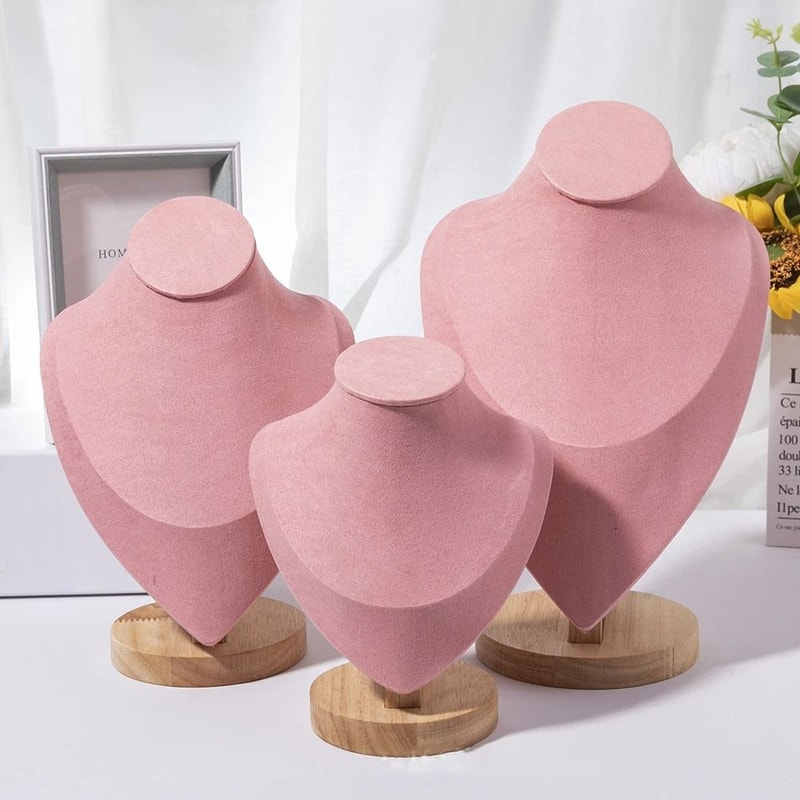 Wooden Mannequin Bust Necklace Display Stand Jewelry Holder 0