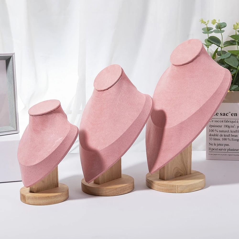 Wooden Mannequin Bust Necklace Display Stand Jewelry Holder 7