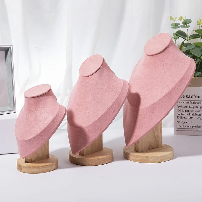 Wooden Mannequin Bust Necklace Display Stand Jewelry Holder 7