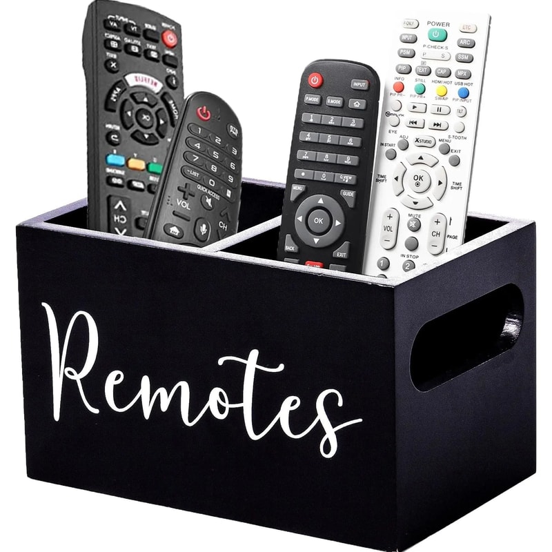 Wooden Remote Control Organizer Desktop Storage Holder 0