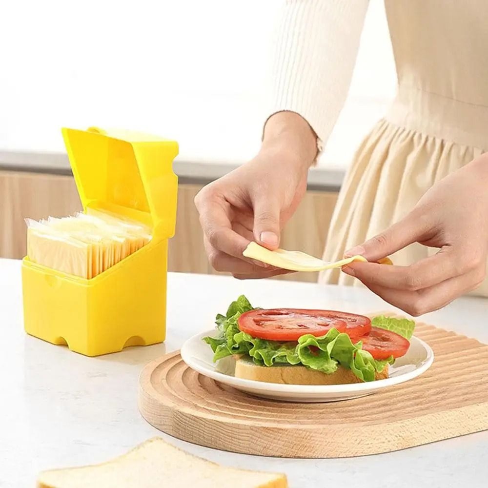 FreshLock Cheese Slice Storage Container Plastic Cheese Keeper Box With Flip Lid And Holder 1