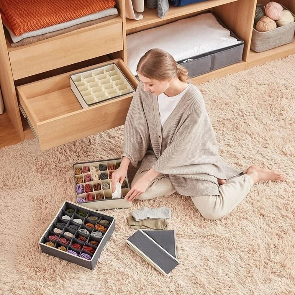 Foldable Sock Underwear Organizer Drawer Closet Organizer Box With Dividers For Socks Ties And Ling 6