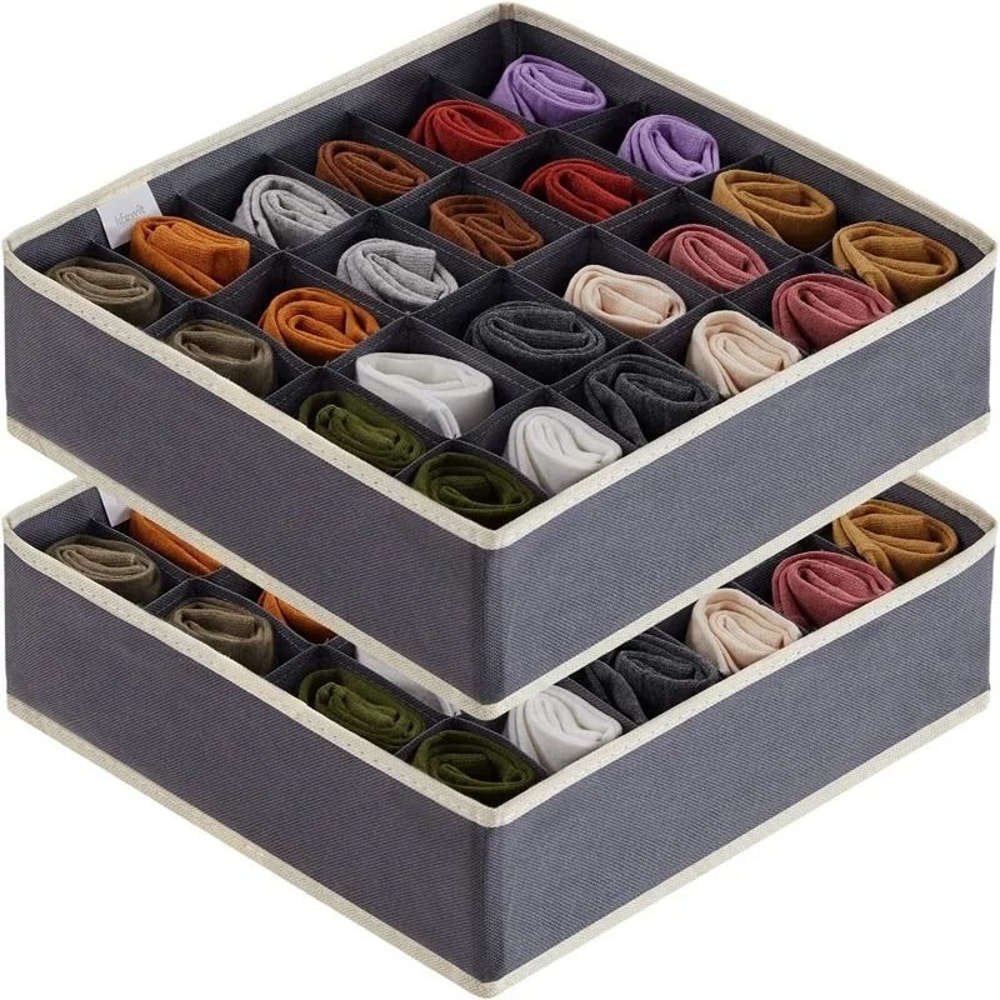 Foldable Sock Underwear Organizer Drawer Closet Organizer Box With Dividers For Socks Ties And Ling 10