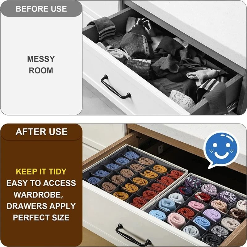 Foldable Sock Underwear Organizer Drawer Closet Organizer Box With Dividers For Socks Ties And Ling 8