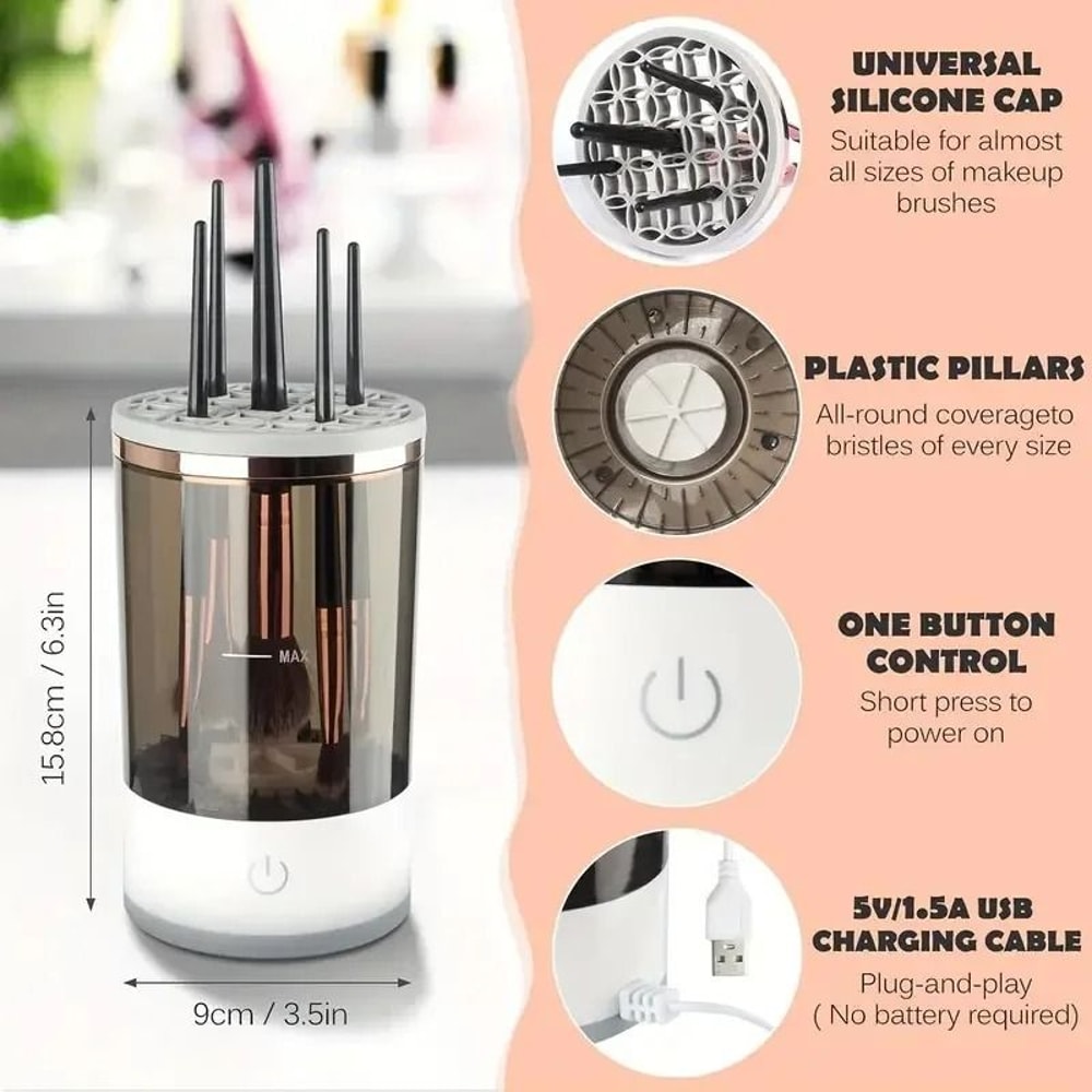 BrushClean Electric Makeup Brush Cleaner USB Automatic Brush Cleaning Machine Portable Cosmetic Bru 5