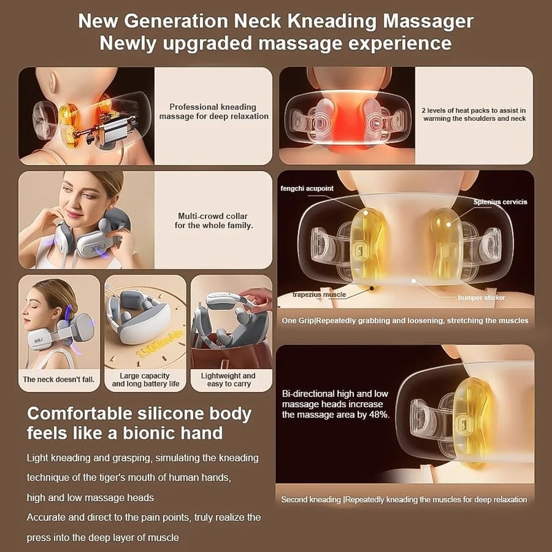 ThermaKnead Neck And Shoulder Massage Shawl Heated 3D Kneading Neck Massager Adjustable Muscle Reli 6