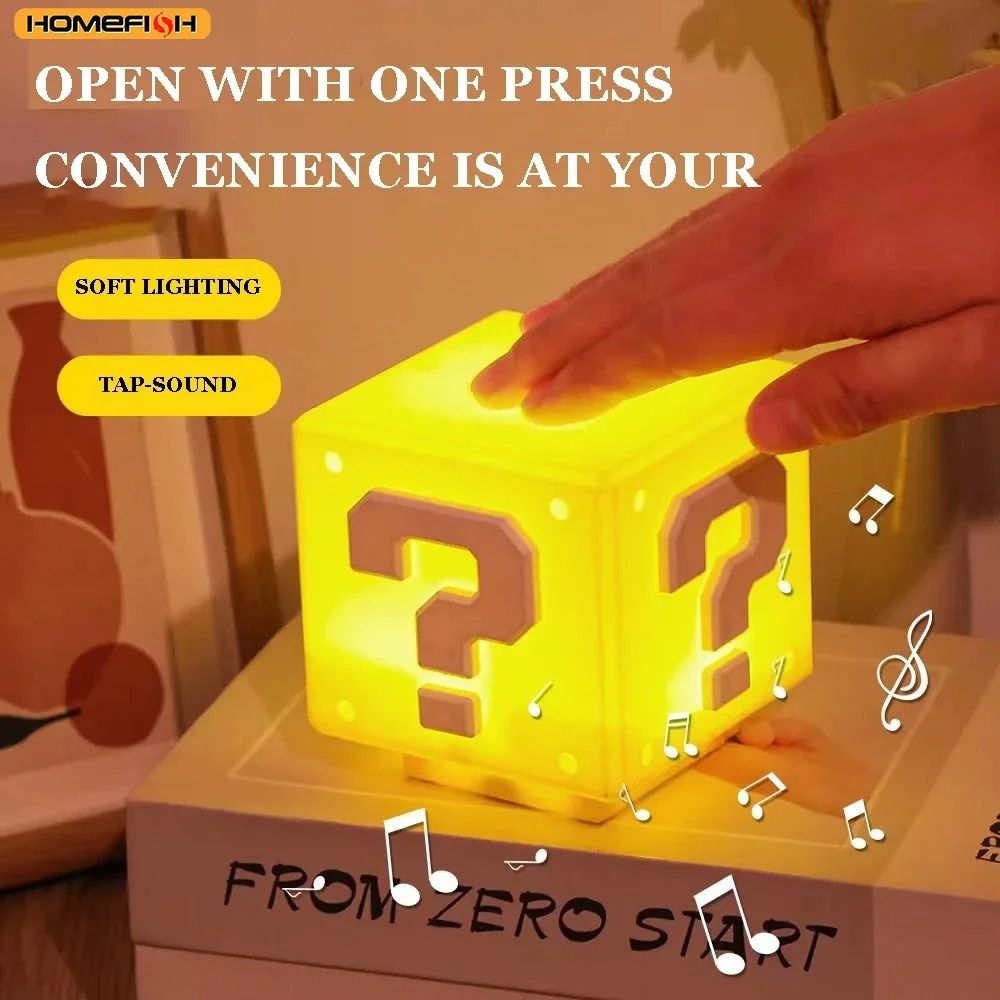 HOMEFISH LED Question Mark Night Light USB Rechargeable Kids Bedside Lamp With Music Decorative Ani 6