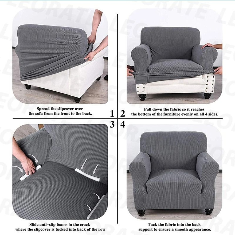 StretchGuard Jacquard Armchair Sofa Cover Elastic Armchair Sofa Cover One Seat Furniture Protector 12