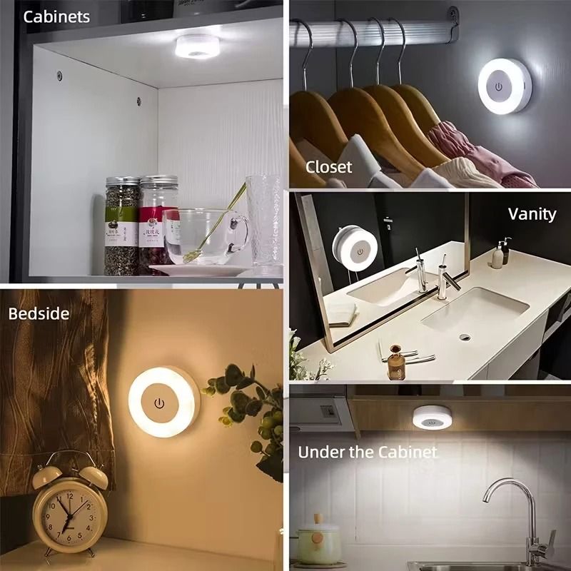Magnetic LED Touch Sensor Night Light USB Rechargeable Portable Wall Lamp 5