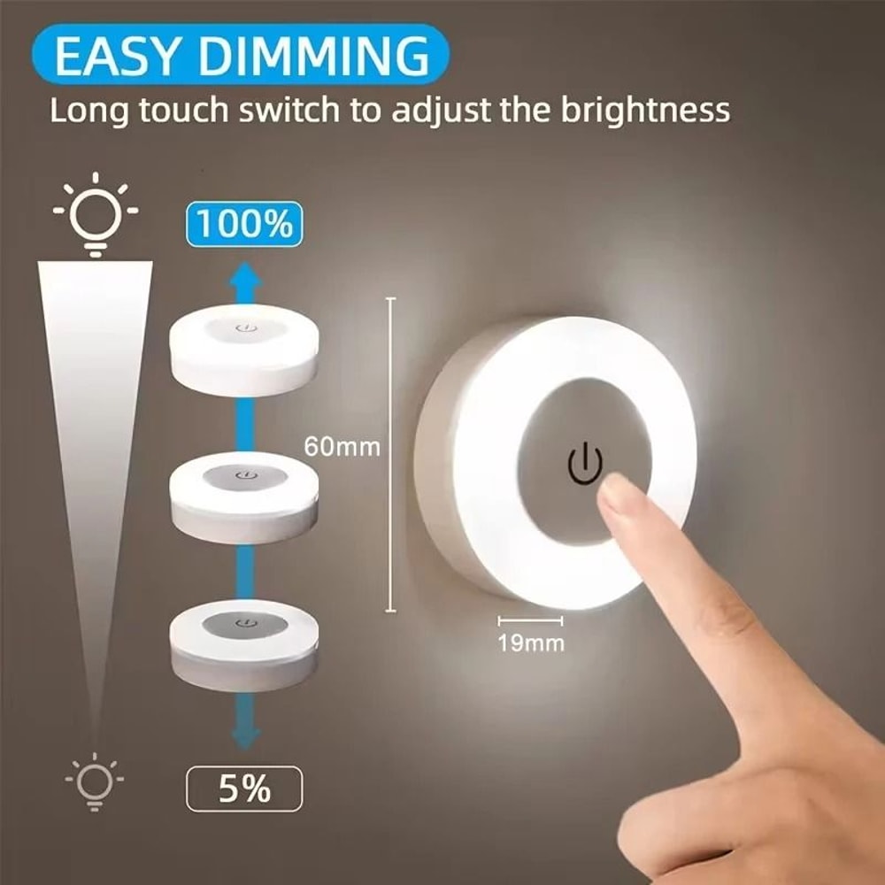 Magnetic LED Touch Sensor Night Light USB Rechargeable Portable Wall Lamp 6