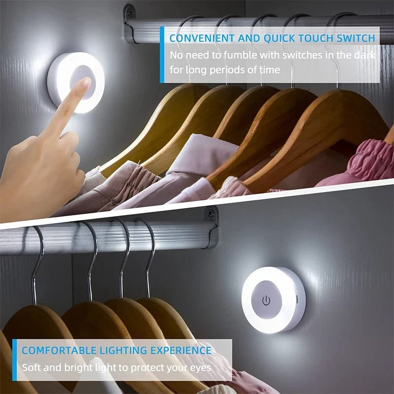 Magnetic LED Touch Sensor Night Light USB Rechargeable Portable Wall Lamp 7
