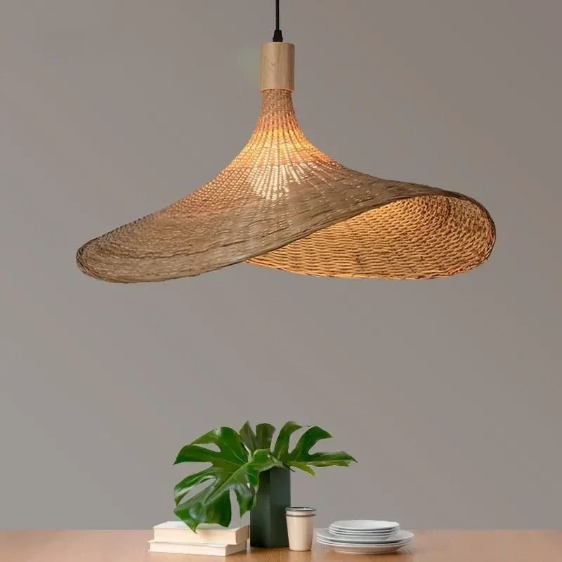Handwoven Bamboo Pendant Lamp Vintage Chinese Style Hanging Light 8