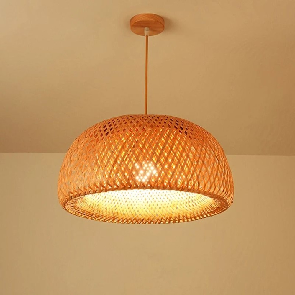 Handwoven Bamboo Pendant Lamp Vintage Chinese Style Hanging Light 0