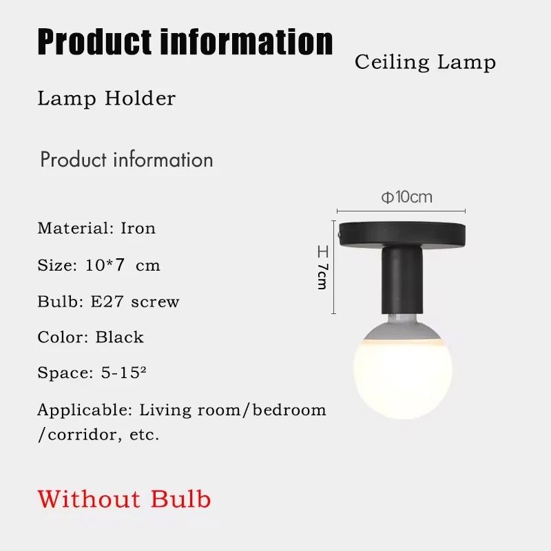 Modern E27 Lamp Base Holder Nordic Iron Wall And Ceiling Light Socket 3