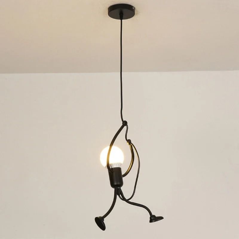 Creative Little Man Pendant Light Vintage Iron E27 Ceiling Lamp 2