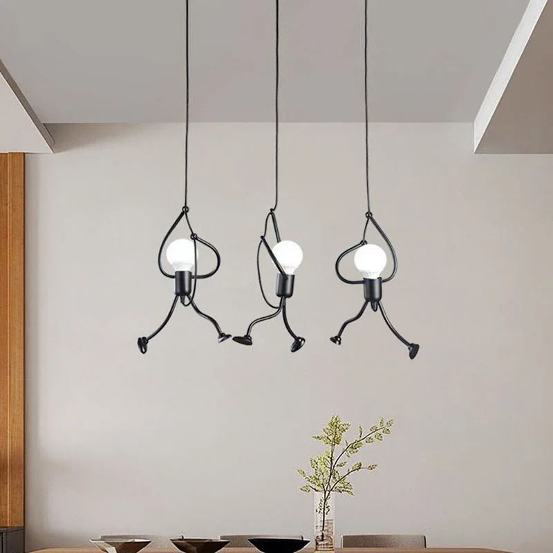 Creative Little Man Pendant Light Vintage Iron E27 Ceiling Lamp 4