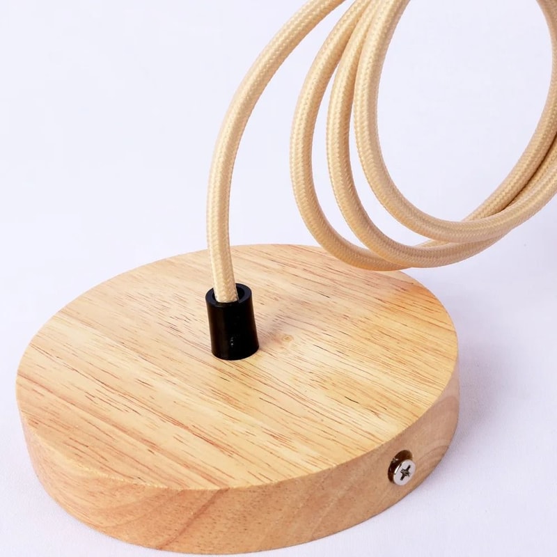 Natural Wood E27 Hanging Lamp Holder Single Head Wooden Ceiling Light Base 3