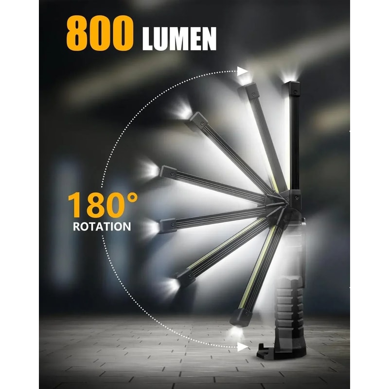 Rechargeable COB LED Work Light Foldable Magnetic Flashlight With Hook 11