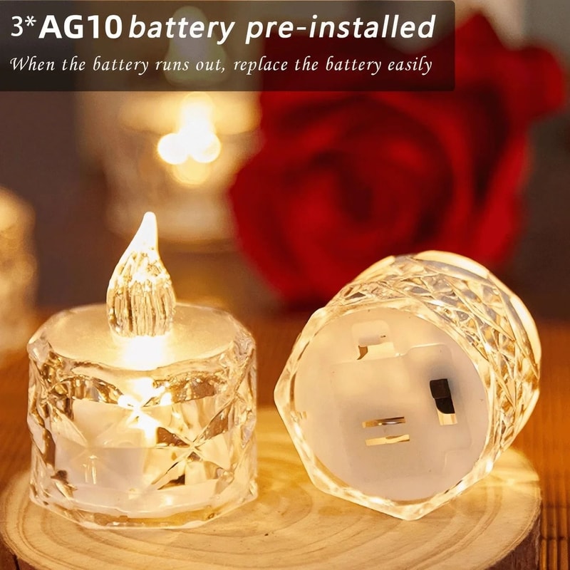 Crystal Flameless LED Candle Lights Decorative Transparent Party Candles 5