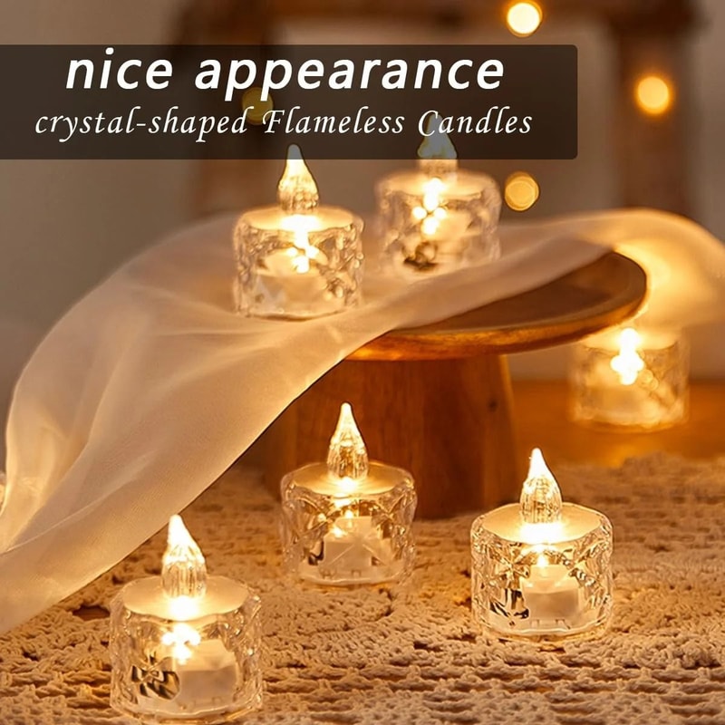 Crystal Flameless LED Candle Lights Decorative Transparent Party Candles 7