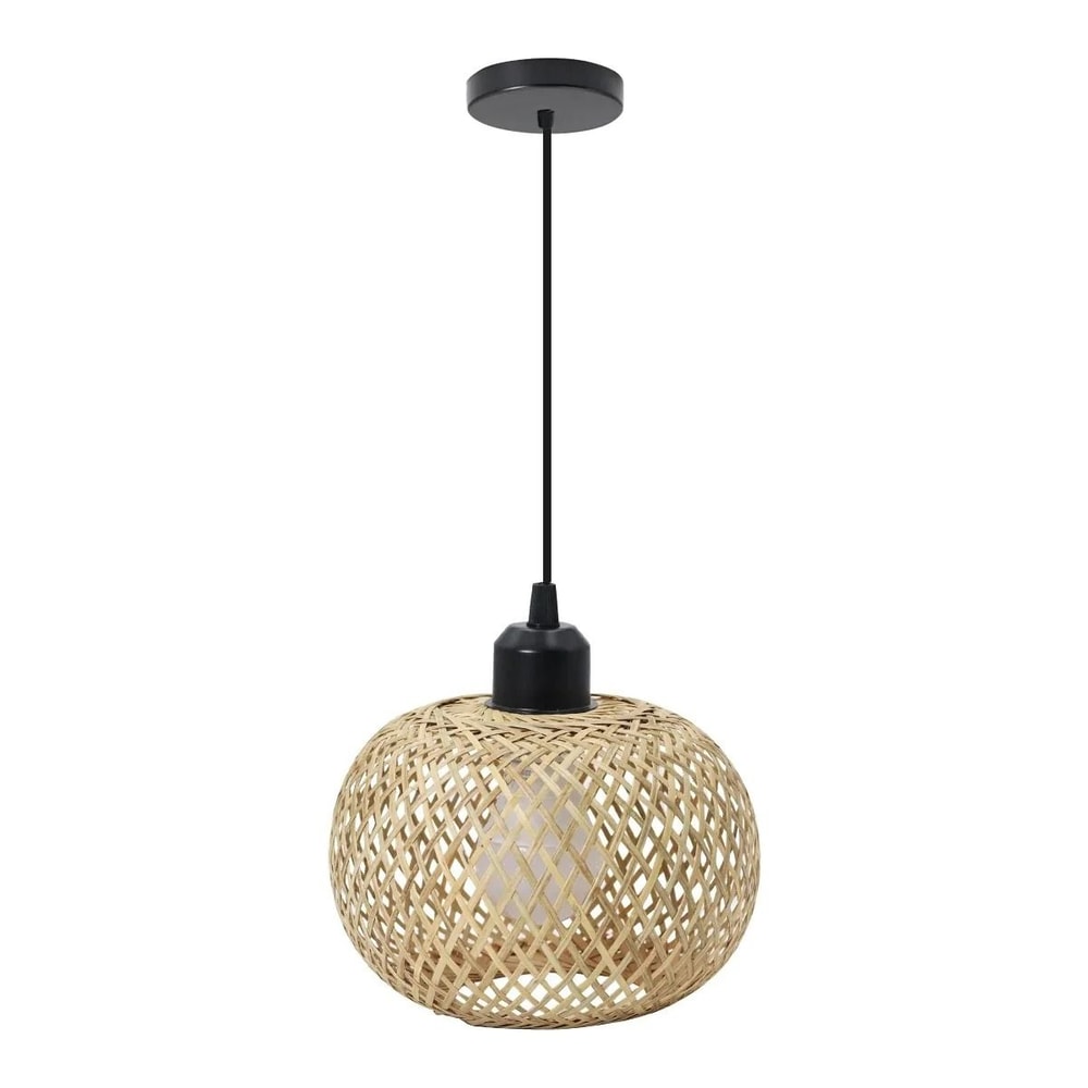 Retro Bamboo Woven Ceiling Lamp E27 Natural Decorative Light Fixture 4