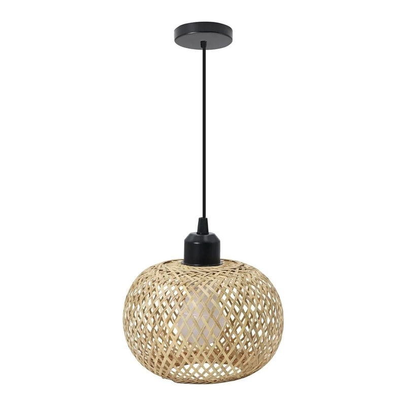 Retro Bamboo Woven Ceiling Lamp E27 Natural Decorative Light Fixture 4