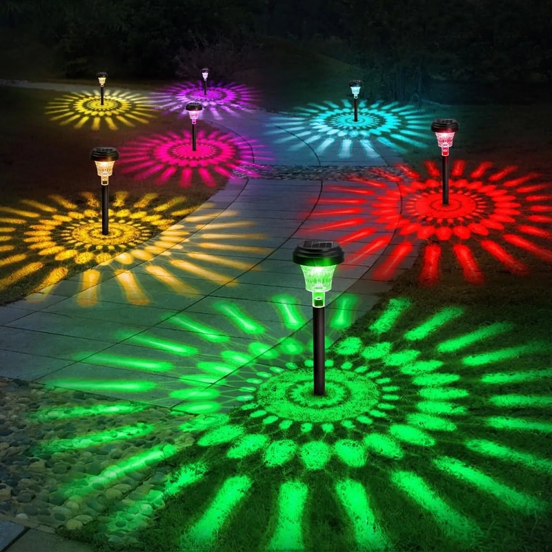 Color Changing Solar Pathway Lights Waterproof LED Garden Path Lights 2