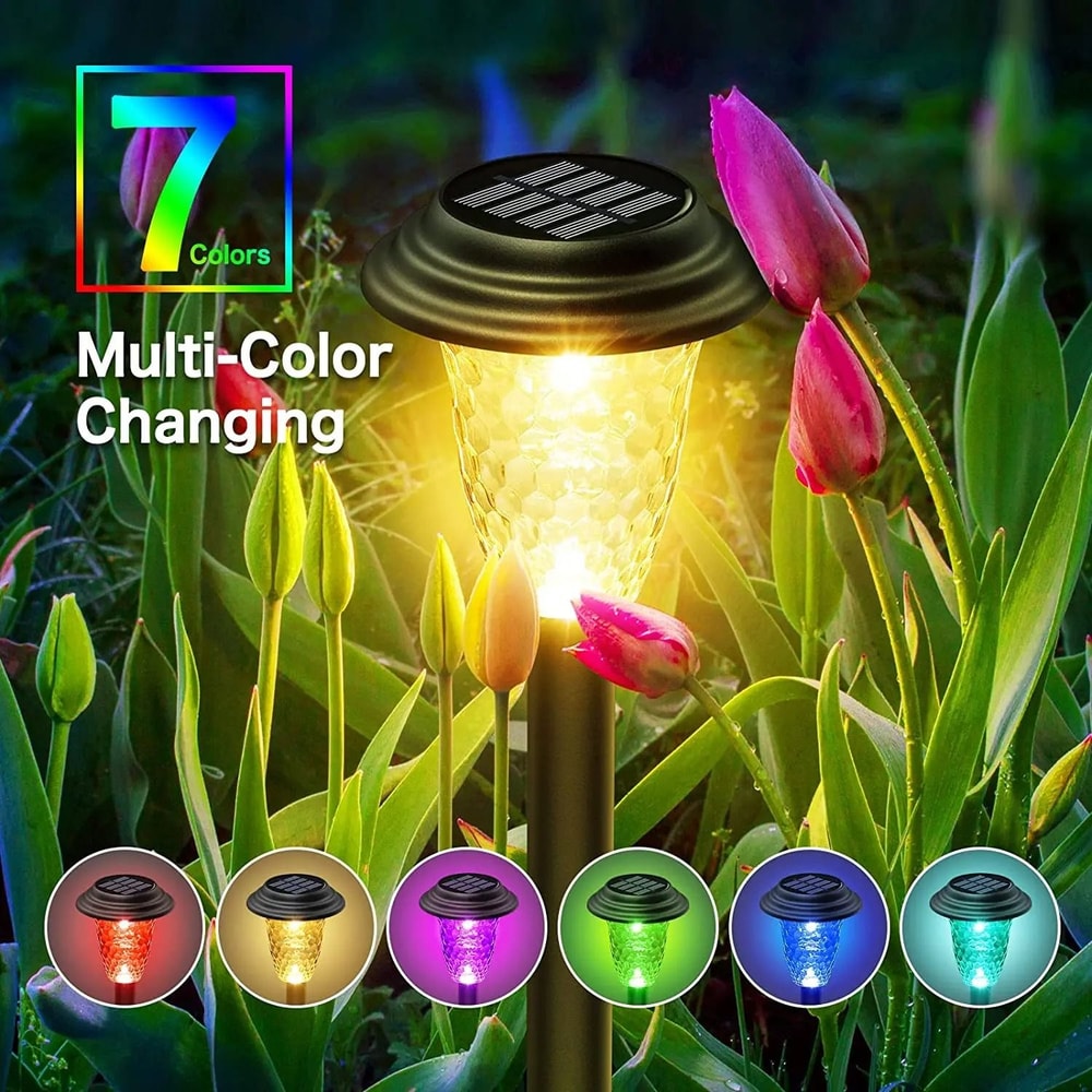 Color Changing Solar Pathway Lights Waterproof LED Garden Path Lights 4