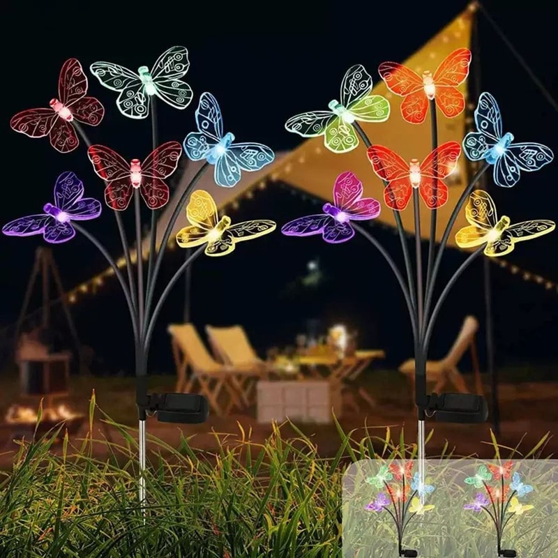 Decorative Solar Butterfly Garden Lights Waterproof LED Landscape Lawn Lamp 8