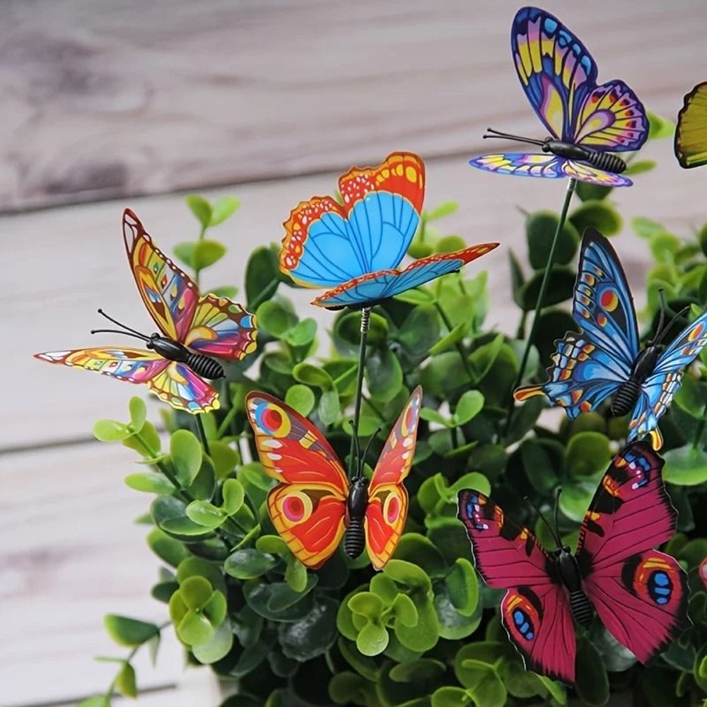 Colorful 3D Butterfly Garden Stakes Decorative Artificial Butterfly Yard Decor Set 1