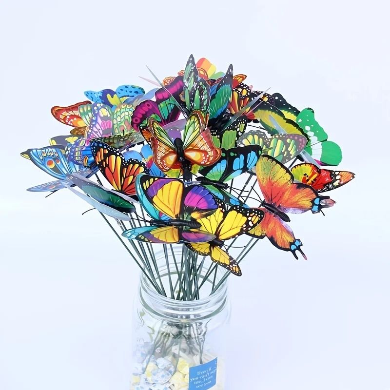 Colorful 3D Butterfly Garden Stakes Decorative Artificial Butterfly Yard Decor Set 5