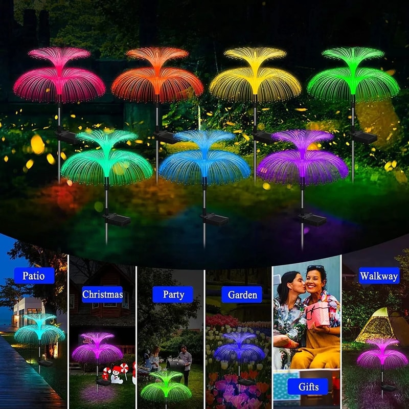 Color Changing Solar Jellyfish Garden Lights Waterproof LED Pathway Lawn Decor 0