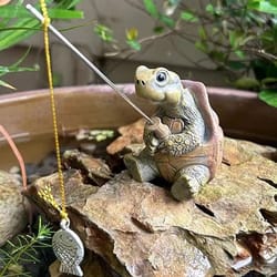 creative turtle garden statue resin fishing turtle outdoor decor