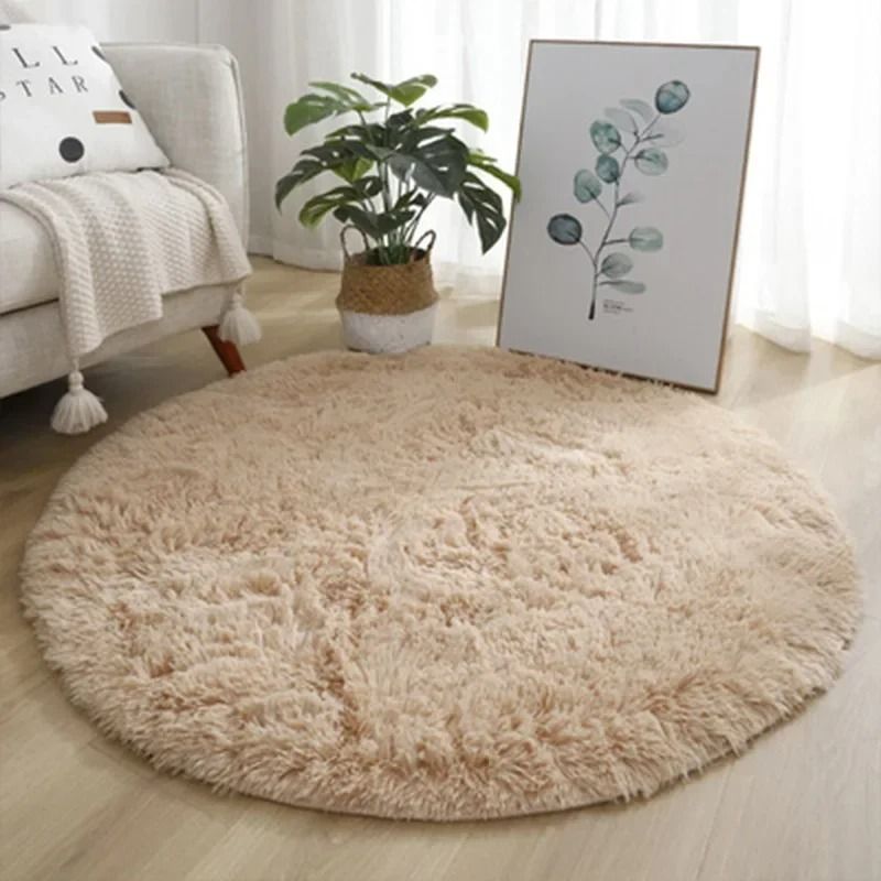 Ultra Soft Fluffy Round Rug Plush White Shag Carpet For Bedroom And Living Room 2