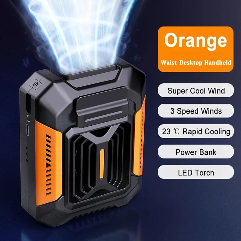 Wearable Belt Clip Fan Portable Neck Personal Cooling Fan With Power Bank And Flashlight 1