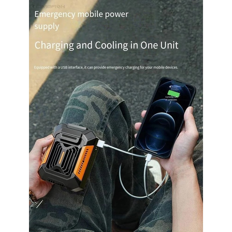 Wearable Belt Clip Fan Portable Neck Personal Cooling Fan With Power Bank And Flashlight 5