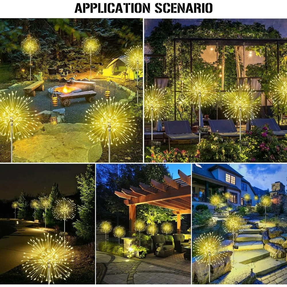 Solar Fireworks Garden Lights Waterproof Outdoor Lawn Decoration 4
