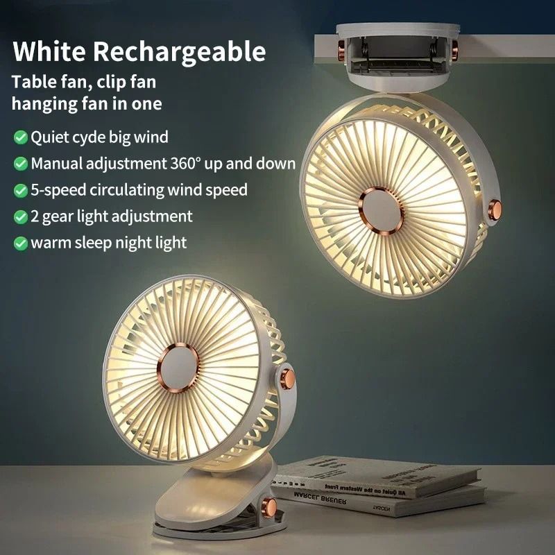Portable Mini Clip On Fan Rechargeable LED Desk And Handheld Fan 1