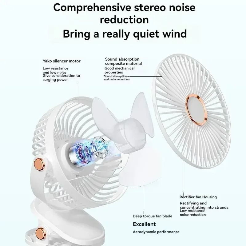 Portable Mini Clip On Fan Rechargeable LED Desk And Handheld Fan 3