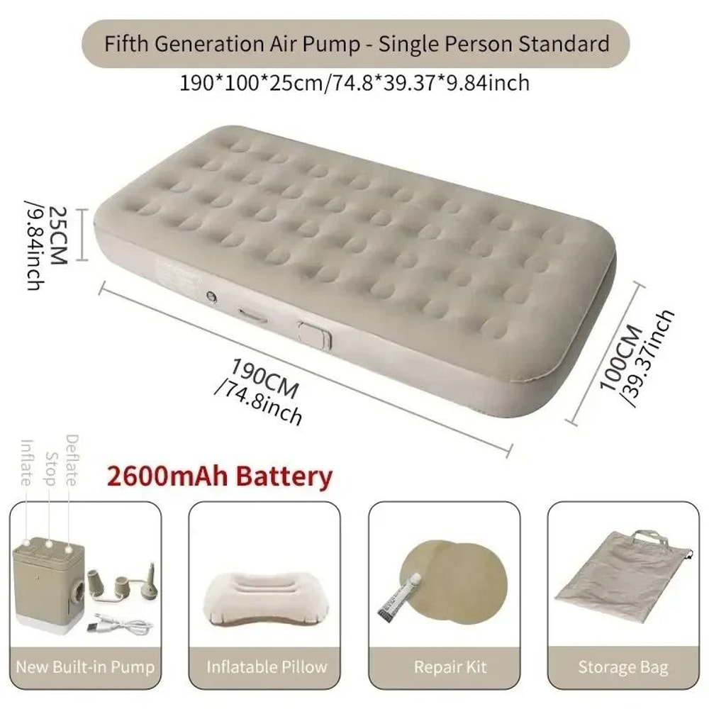 Self Inflating Camping Air Mattress Portable Double Inflatable Sleeping Pad With Built In Pump 1