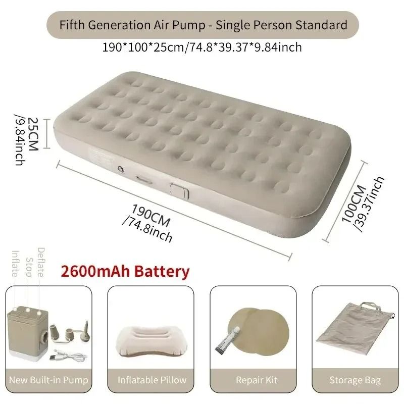 Self Inflating Camping Air Mattress Portable Double Inflatable Sleeping Pad With Built In Pump 1