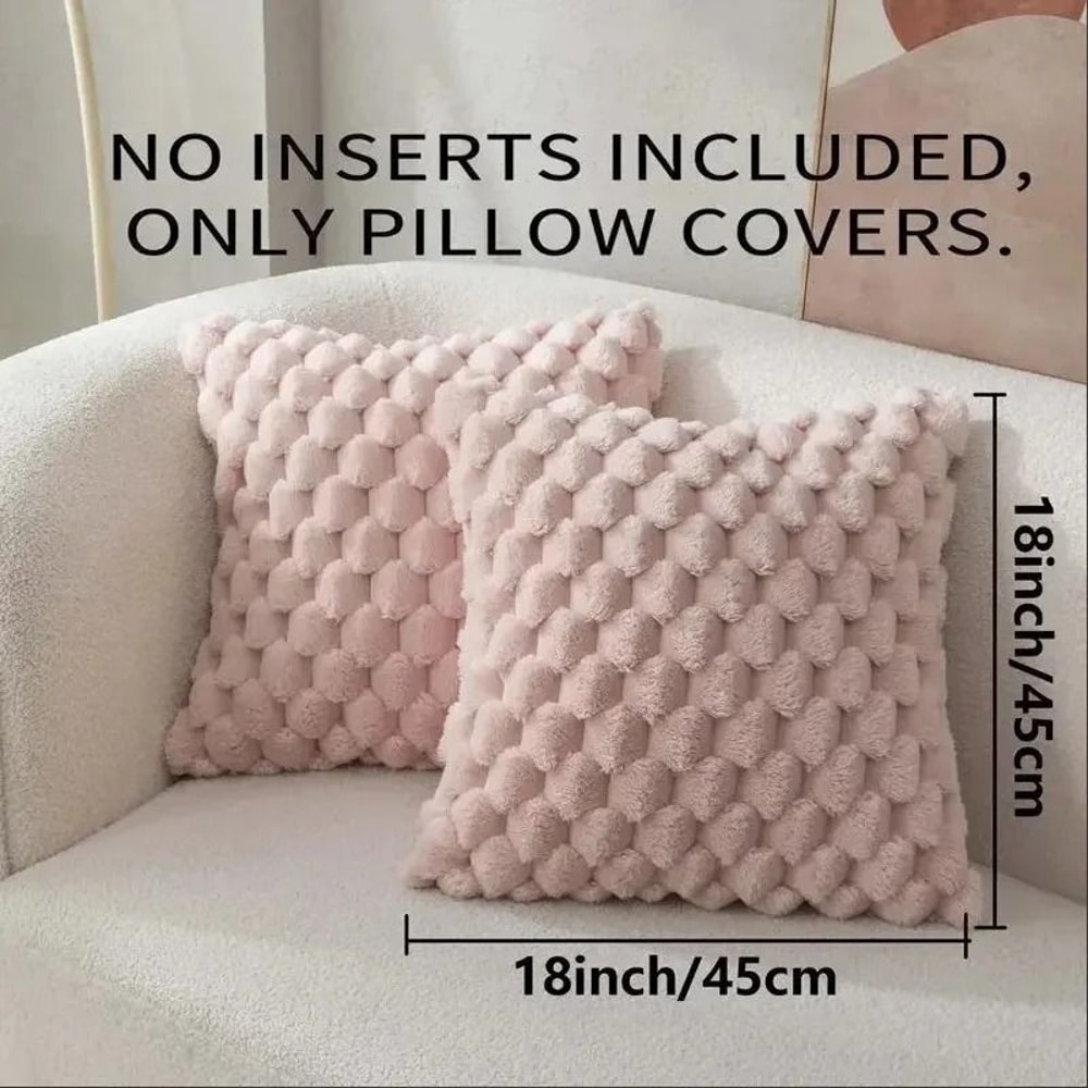 3D Plush Throw Pillowcase Cream White Decorative Sofa Cushion Cover 6