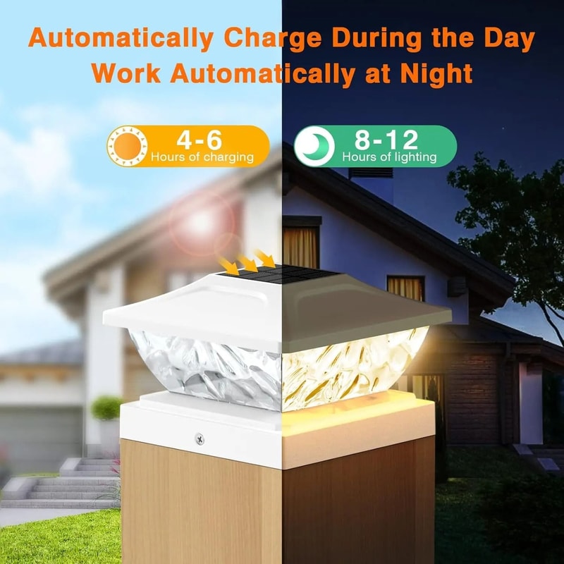 Solar Post Lights Outdoor Deck And Fence Post LED Garden Lights 9